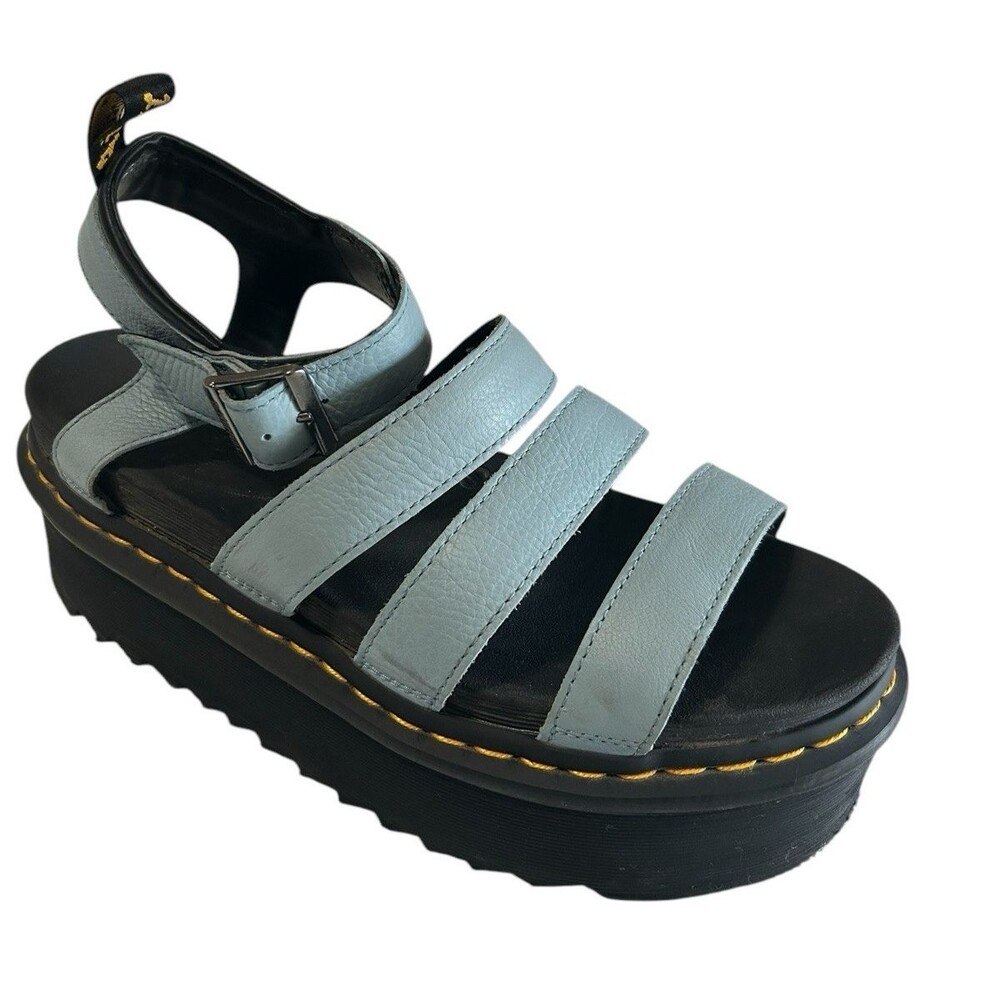 Dr Martens Blaire Quad Pisa Womens Blue Leather Platform Strap Sandals Size 9